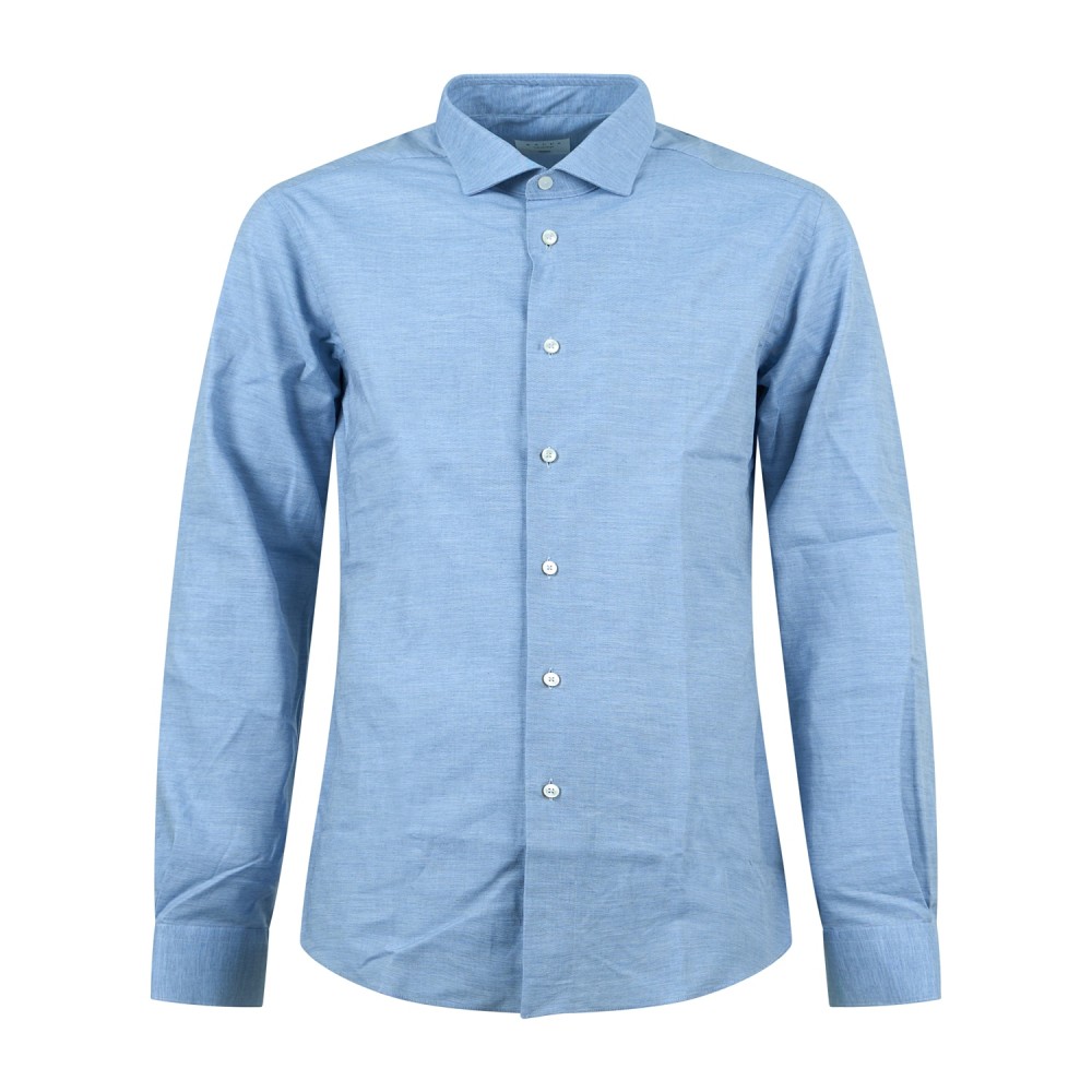 Xacus - Camicia celeste travel shirt in cotone tailor fit per uomo | wf558ml