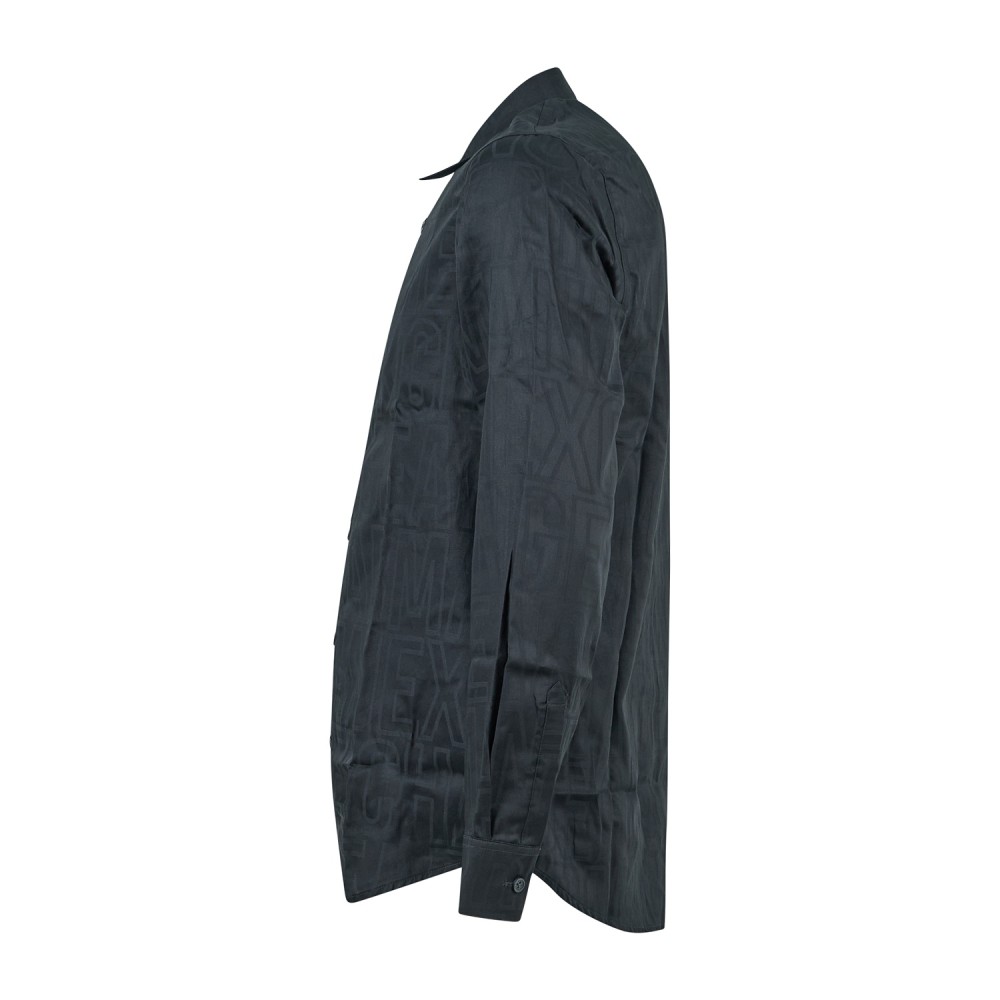 Armani Exchange - Camicia manica lunga nera in cotone logo all over regular fit