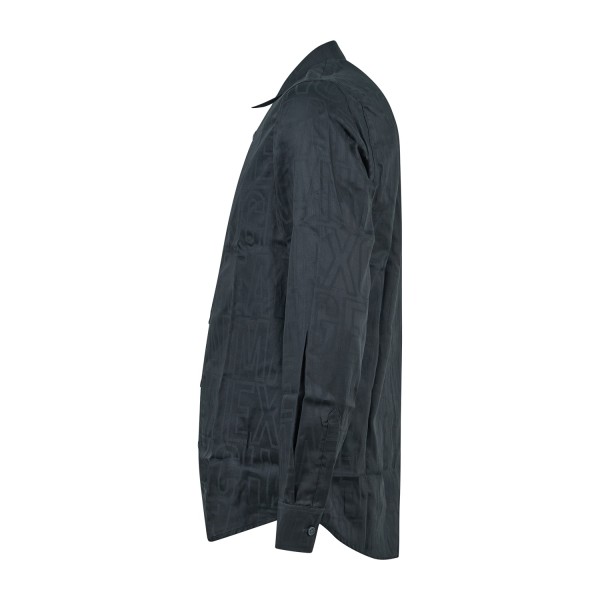 Armani Exchange - Camicia manica lunga nera in cotone logo all over regular fit