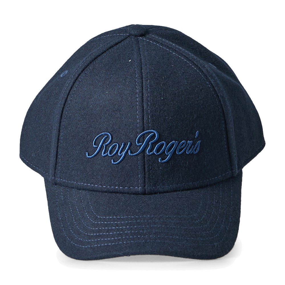 Roy Roger's - Cappello blu con visiera in lana con logo ricamato per uomo |