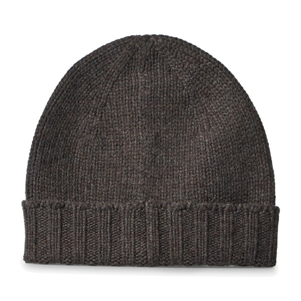 Gran Sasso - Cappello marrone in cashmere con bordo a coste per uomo | cappello