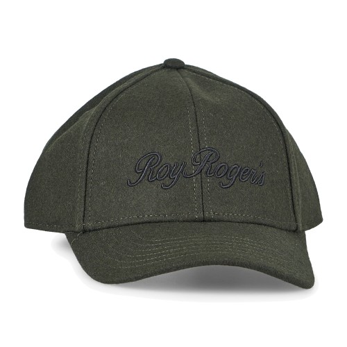 Roy Roger's - Cappello verde con visiera in lana con logo ricamato per uomo |