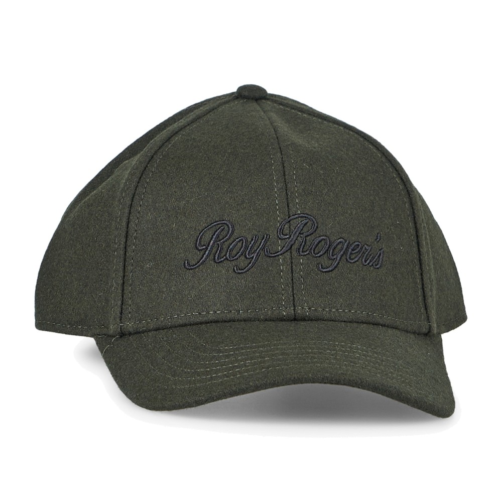 Roy Roger's - Cappello verde con visiera in lana con logo ricamato per uomo |