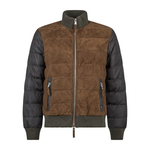 The Jack Leathers - Giubbotto marrone Caleb Mix in suede e nylon per uomo |