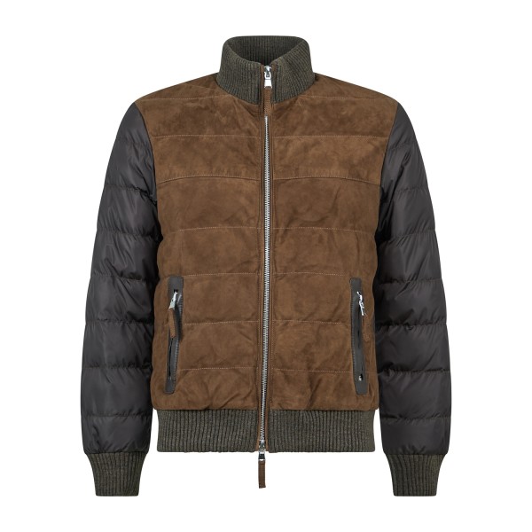 The Jack Leathers - Giubbotto marrone Caleb Mix in suede e nylon per uomo |