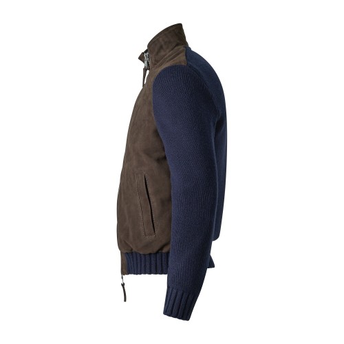 The Jack Leathers - Giubbotto marrone Flavio Knit in suede e maglia per uomo | 2
