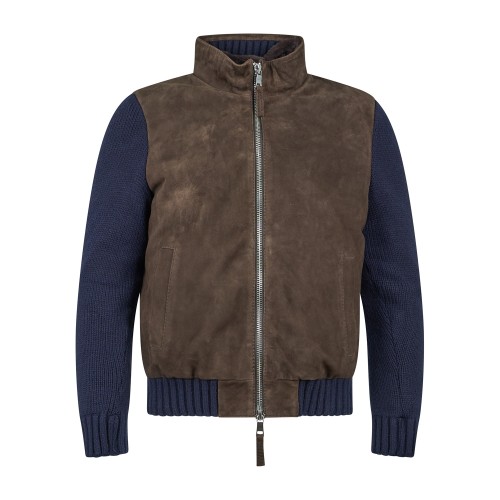 The Jack Leathers - Giubbotto marrone Flavio Knit in suede e maglia per uomo |