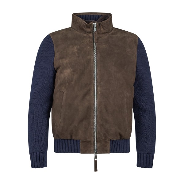 The Jack Leathers - Giubbotto marrone Flavio Knit in suede e maglia per uomo |