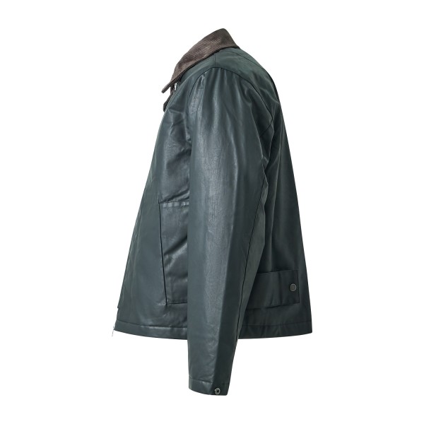 Woodbird - Giubbotto nero in cotone cerato con colletto in velluto a coste