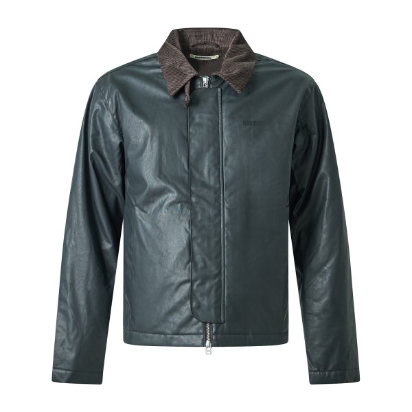 Woodbird - Giubbotto nero in cotone cerato con colletto in velluto a coste