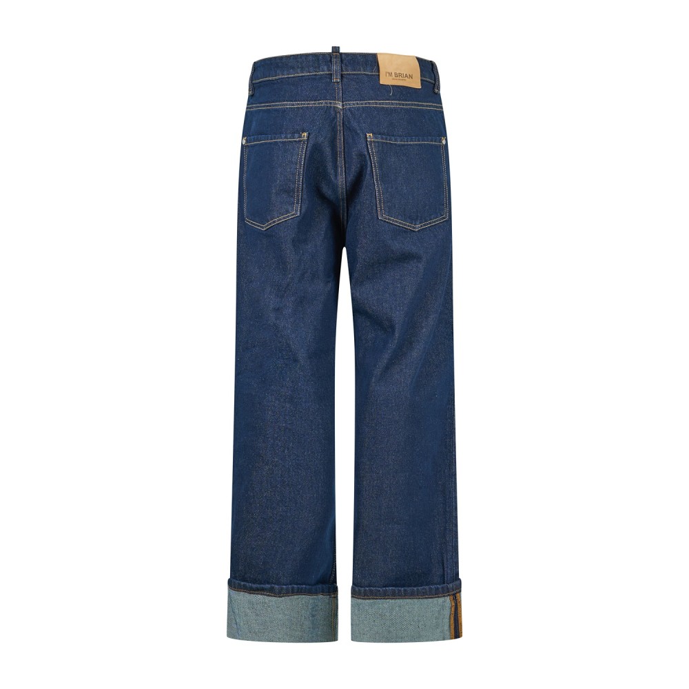I'm Brian - Jeans denim scuro 5 tasche con risvolto baggy fit per uomo | jason
