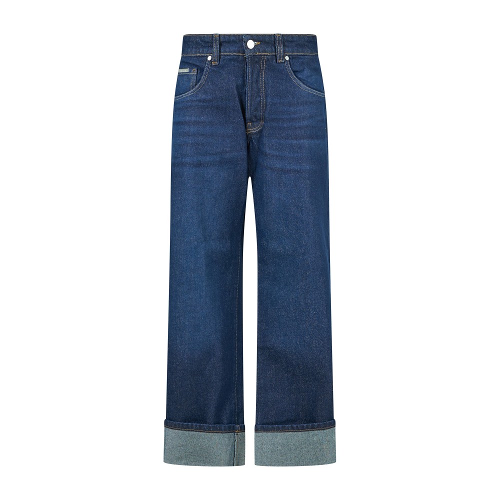 I'm Brian - Jeans denim scuro 5 tasche con risvolto baggy fit per uomo | jason