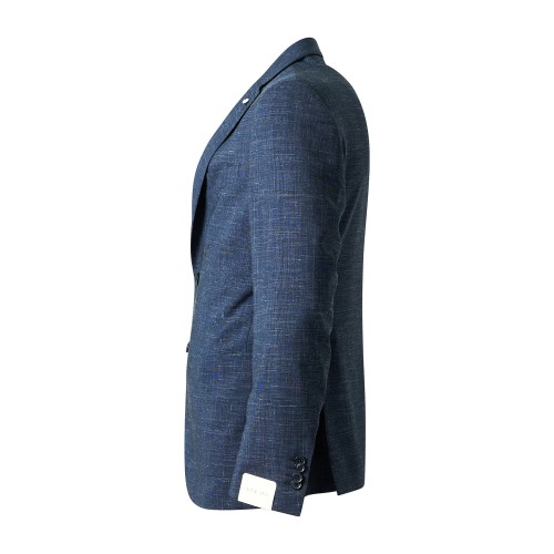 L.B.M. 1911 - Giacca blu monopetto a fantasia check in frescolana per uomo | 2