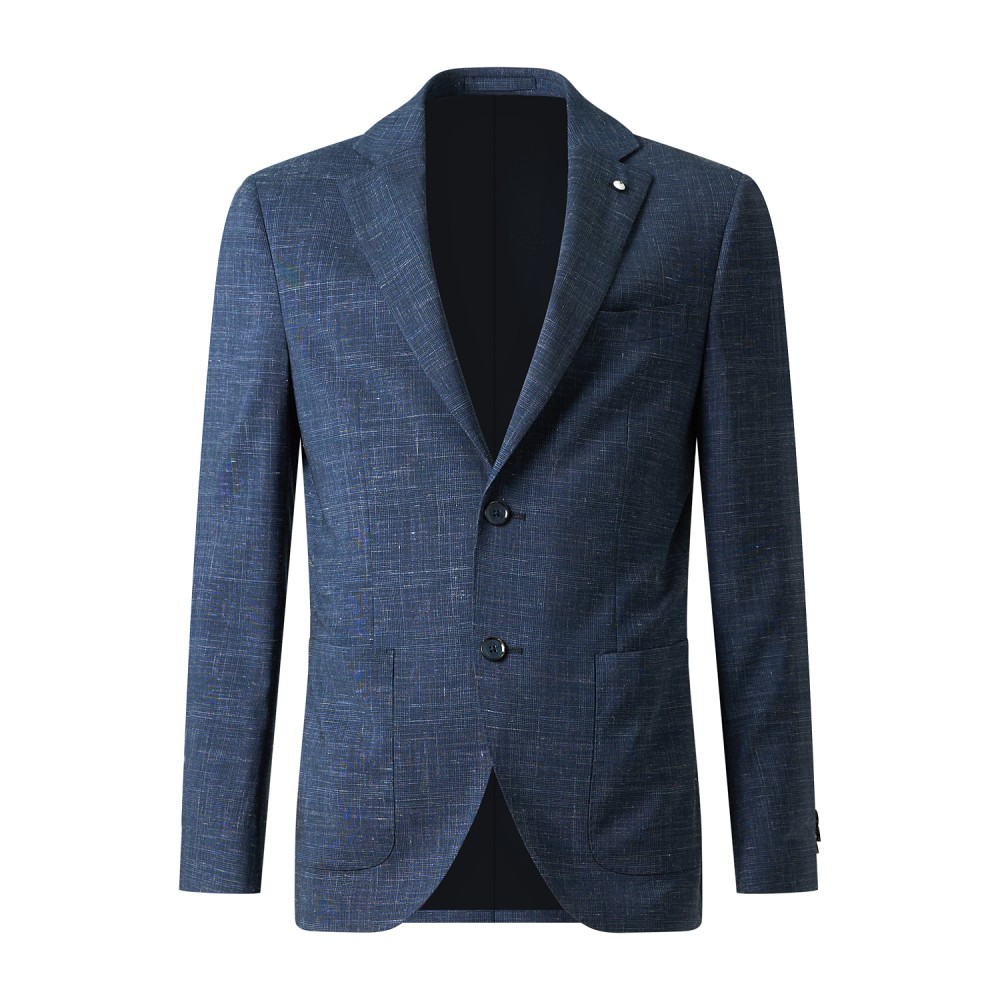 L.B.M. 1911 - Giacca blu monopetto a fantasia check in frescolana per uomo |
