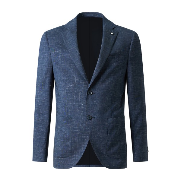 L.B.M. 1911 - Giacca blu monopetto a fantasia check in frescolana per uomo |