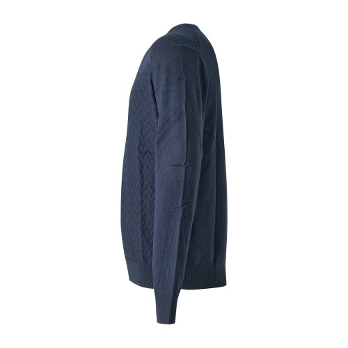 Markup - Maglioncino girocollo blu in viscosa e cashmere lavorazione maglia 2