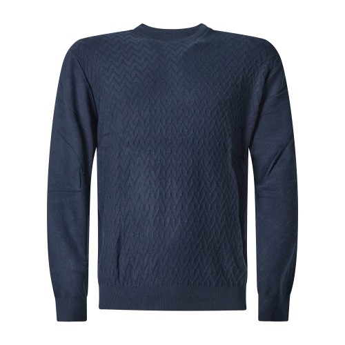 Markup - Maglioncino girocollo blu in viscosa e cashmere lavorazione maglia