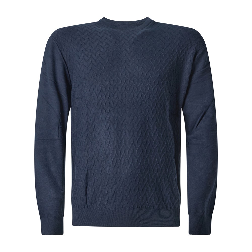 Markup - Maglioncino girocollo blu in viscosa e cashmere lavorazione maglia