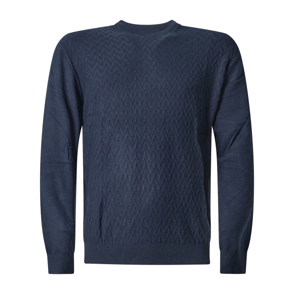 Markup - Maglioncino girocollo blu in viscosa e cashmere lavorazione maglia