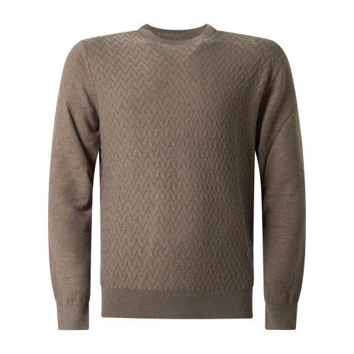 Markup - Maglioncino girocollo marrone in viscosa e cashmere lavorazione maglia