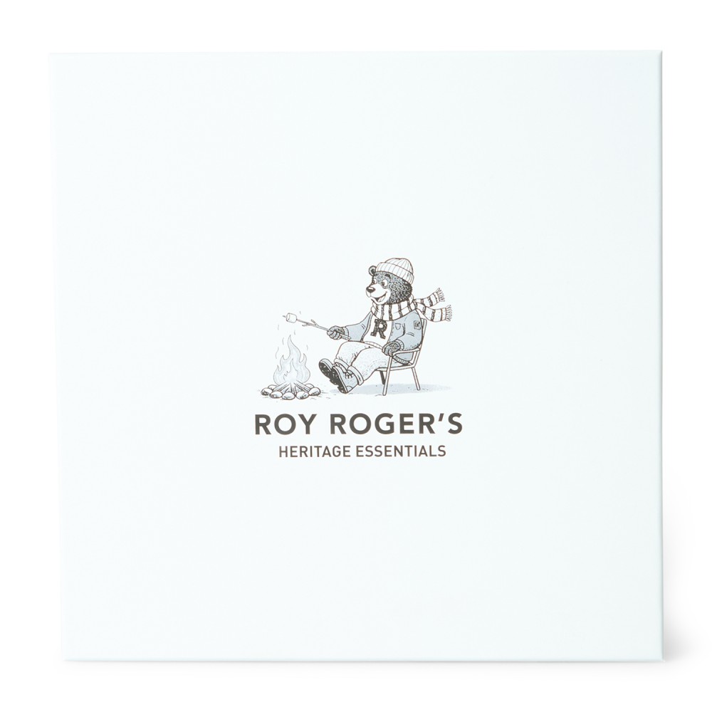 Roy Roger's - Set sciarpa e cappello grigio chiaro in maglia di lana con stampa