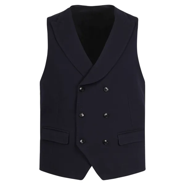 Sartoria Latorre - Panciotto doppiopetto blu in jersey per uomo | metz je1001