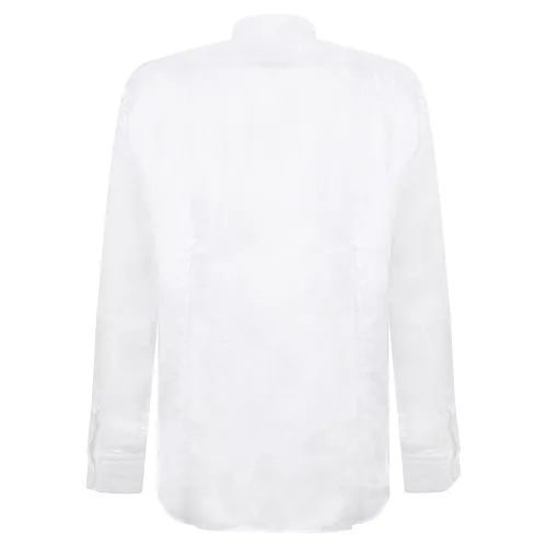 Lavorazione Sartoriale - Camicia bianca coreana in lino custom fit per uomo |