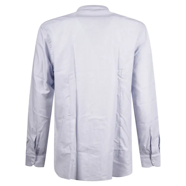 Lavorazione Sartoriale - Camicia celeste coreana custom fit lavorata per uomo | 2