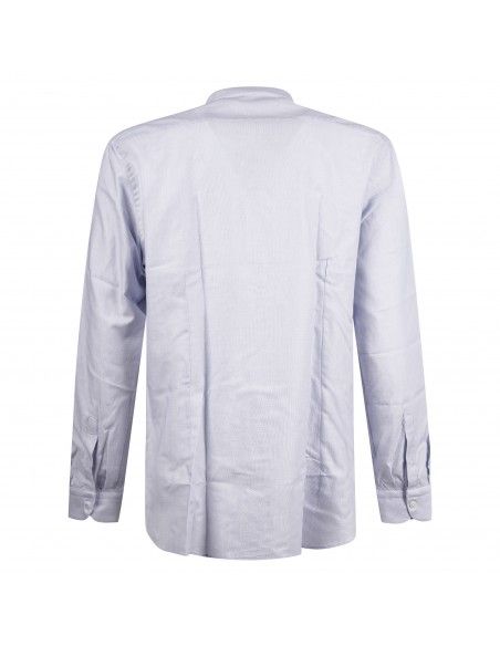 Lavorazione Sartoriale - Camicia celeste coreana custom fit lavorata per uomo |