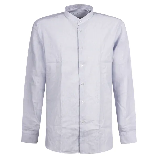 Lavorazione Sartoriale - Camicia celeste coreana custom fit lavorata per uomo |