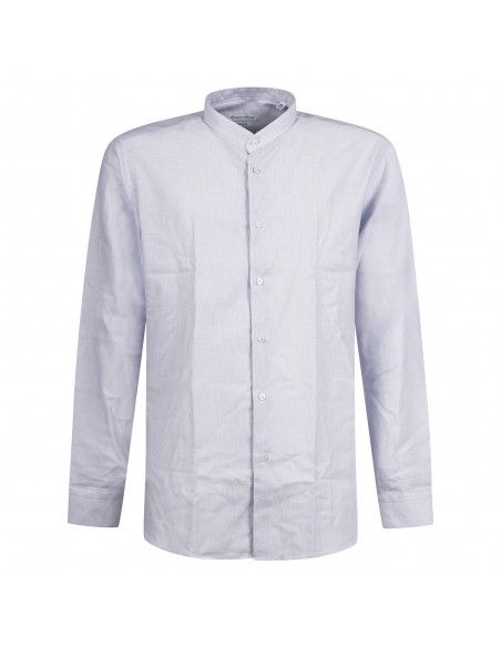 Lavorazione Sartoriale - Camicia celeste coreana custom fit lavorata per uomo |