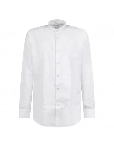 Lavorazione Sartoriale - Camicia bianca coreana custom fit lavorata per uomo |