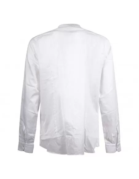 Lavorazione Sartoriale - Camicia bianca coreana custom fit lavorata per uomo |