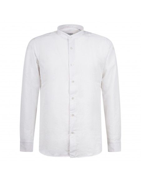 Lavorazione Sartoriale - Camicia bianca rigata coreana custom fit per uomo |
