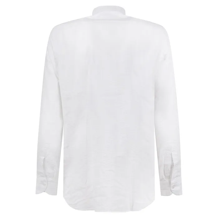 Lavorazione Sartoriale - Camicia bianca rigata coreana custom fit per uomo |