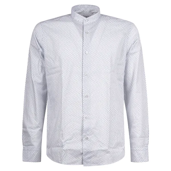 Lavorazione Sartoriale - Camicia bianca coreana custom fit con stampa jacquard