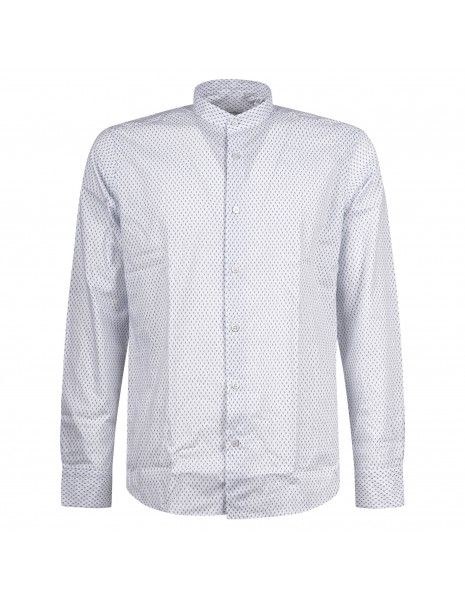Lavorazione Sartoriale - Camicia bianca coreana custom fit con stampa jacquard