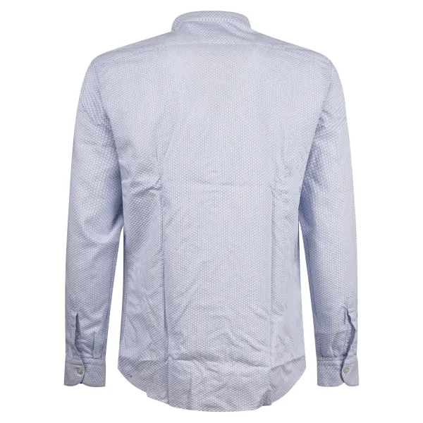 Lavorazione Sartoriale - Camicia celeste coreana custom fit stampa pois per 2