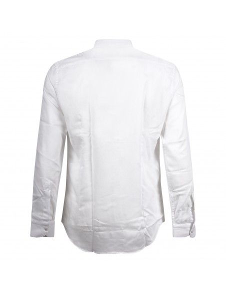 Lavorazione Sartoriale - Camicia bianca coreana slim fit con lavorazione per