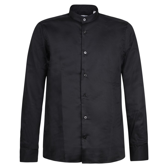 Camicia nera coreana in cotone custom fit per uomo