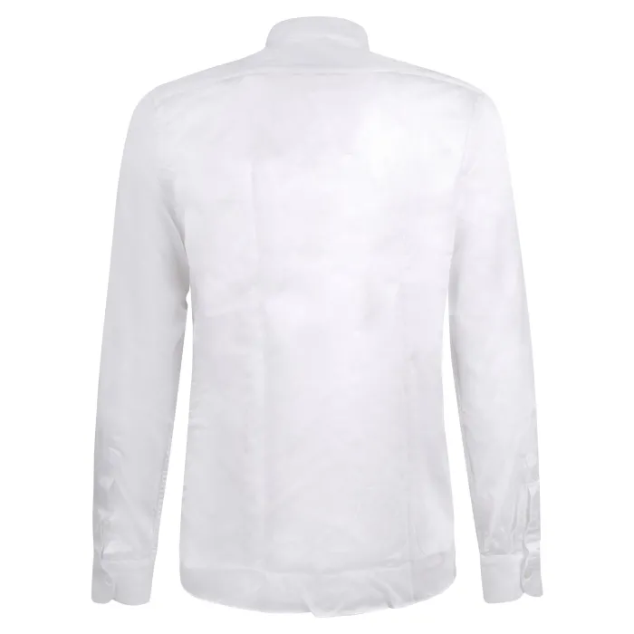 Lavorazione Sartoriale - Camicia bianca coreana in cotone slim fit per uomo |