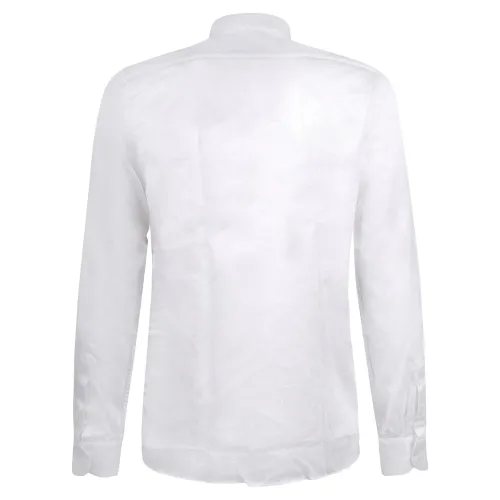 Lavorazione Sartoriale - Camicia bianca coreana in cotone slim fit per uomo |