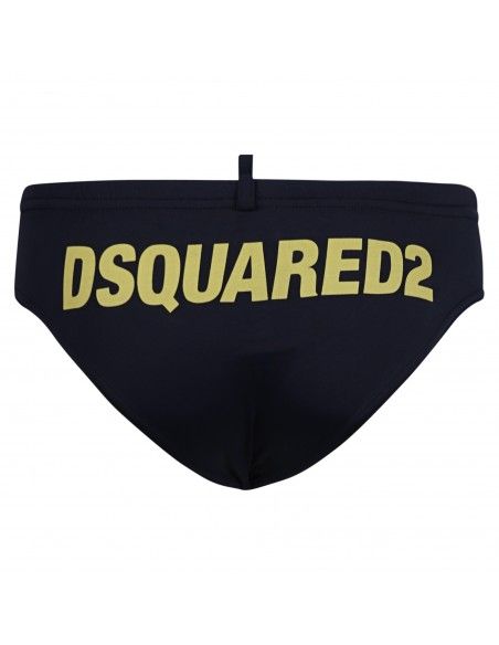 Dsquared2 - Slip mare blu con stampa logo gialla sul retro per uomo | d7b312410