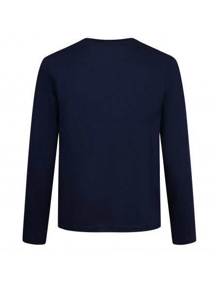 Polo Ralph Lauren - T-shirt blu con logo ricamato sul petto manica lunga per