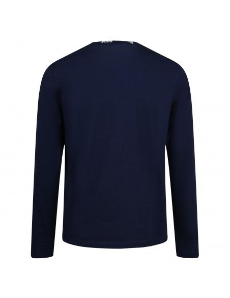 Polo Ralph Lauren - T-shirt blu manica lunga girocollo logato per uomo |