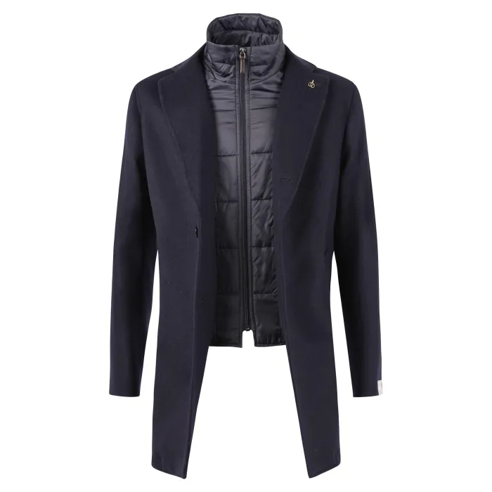 Paoloni - Cappotto blu con pettorina per uomo | 3111c247 211600 89