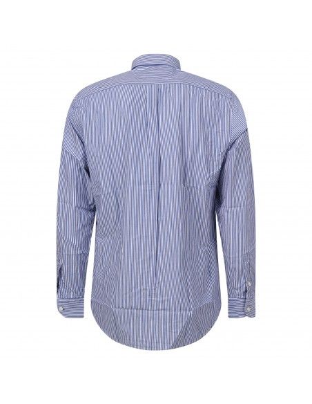 Harmont & Blaine - Camicia blu con righe bianche e logo ricamato per uomo |