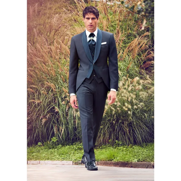 Luigi Bianchi Cerimonia - Abito smoking rever sciallato blu per uomo | 