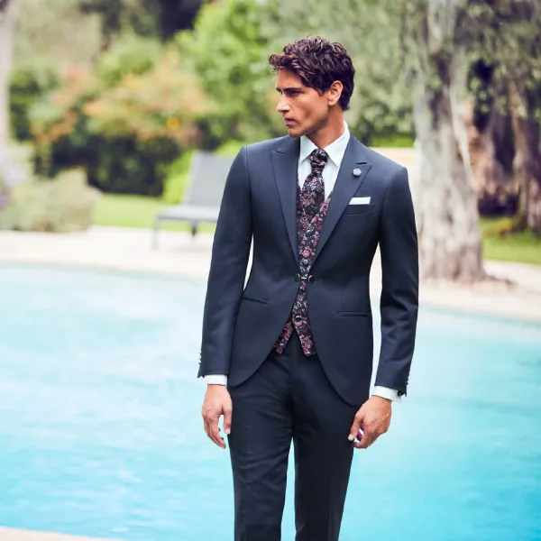 Luigi Bianchi Cerimonia - Abito smoking rever lancia blu per uomo | 