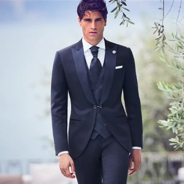 Luigi Bianchi Cerimonia - Abito smoking rever lancia blu per uomo | 